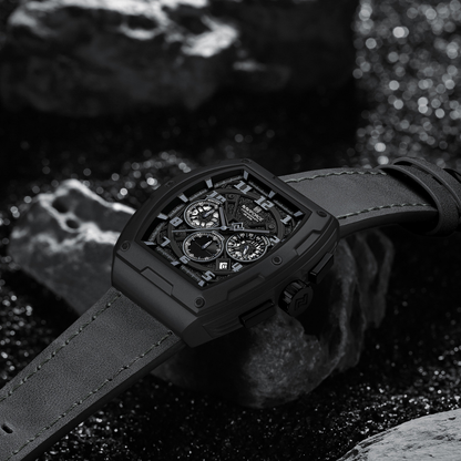 Reloj NAVIFORCE para Hombre Correa Cuero Gris Con Cronógrafo NF8053