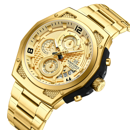 Reloj NAVIFORCE para Hombre Correa Gold Con Cronógrafo NF8051