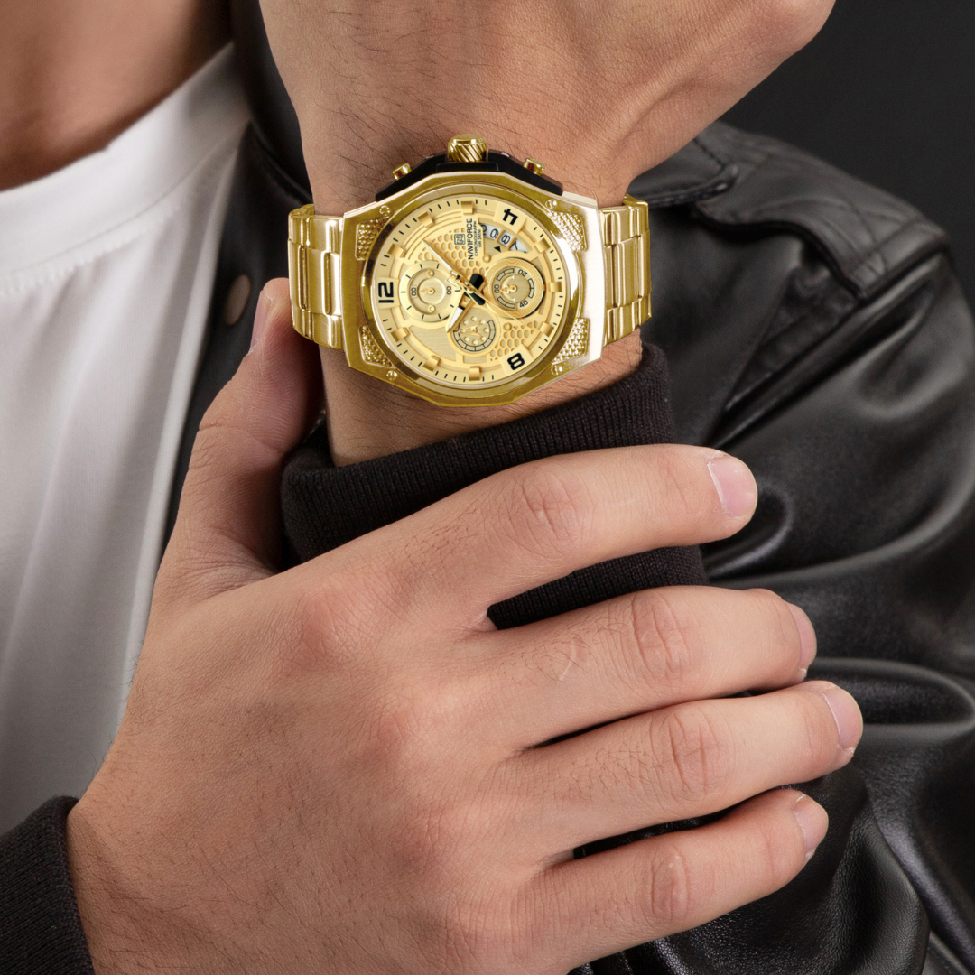 Reloj NAVIFORCE para Hombre Correa Gold Con Cronógrafo NF8051