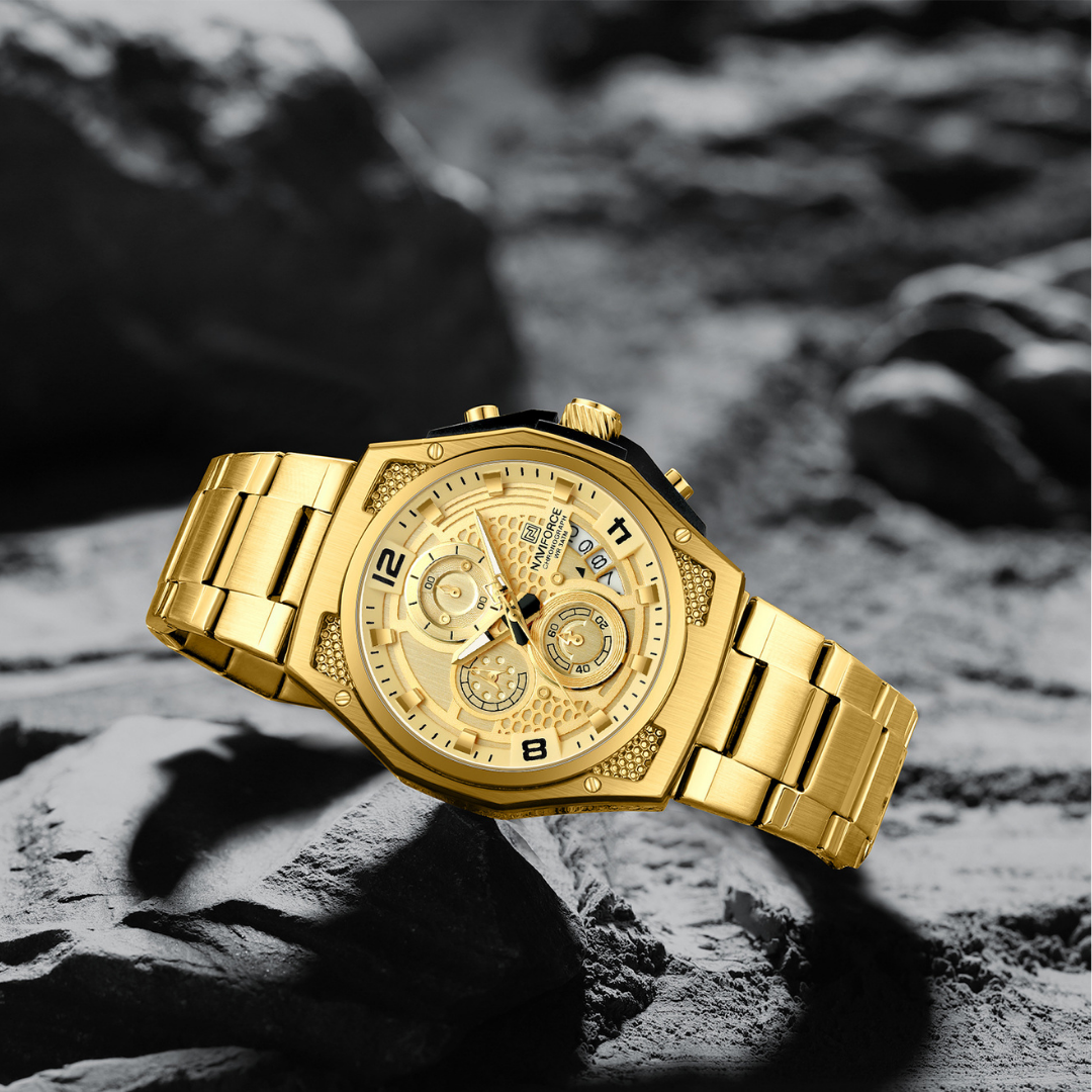 Reloj NAVIFORCE para Hombre Correa Gold Con Cronógrafo NF8051