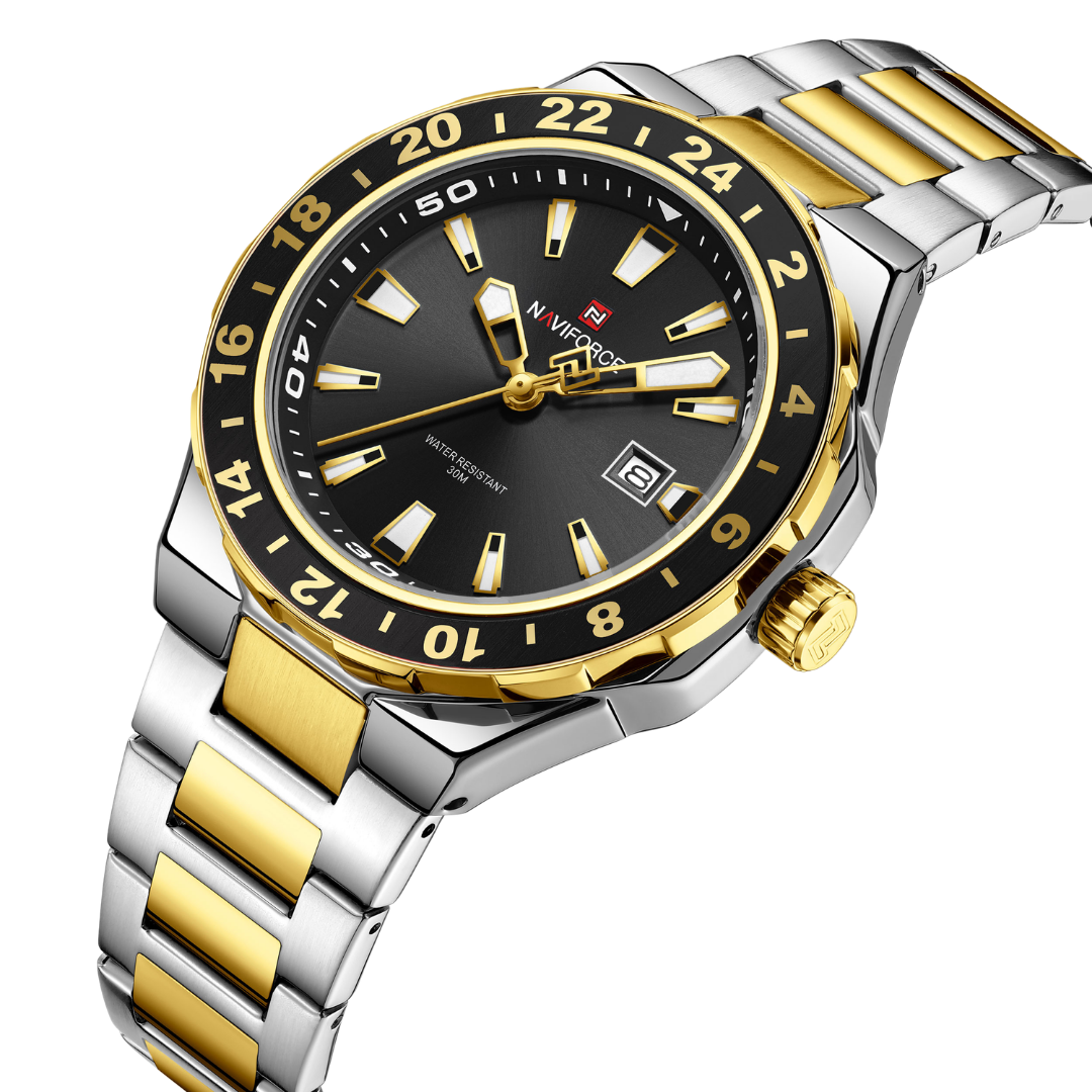 Reloj NAVIFORCE para Hombre Correa Silver Gold Analógico NF9249