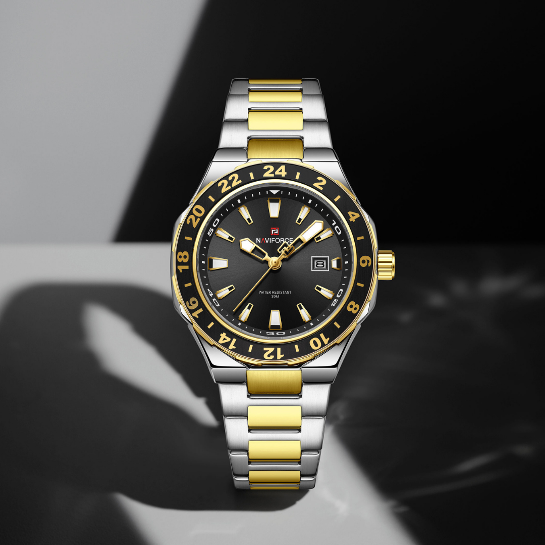 Reloj NAVIFORCE para Hombre Correa Silver Gold Analógico NF9249