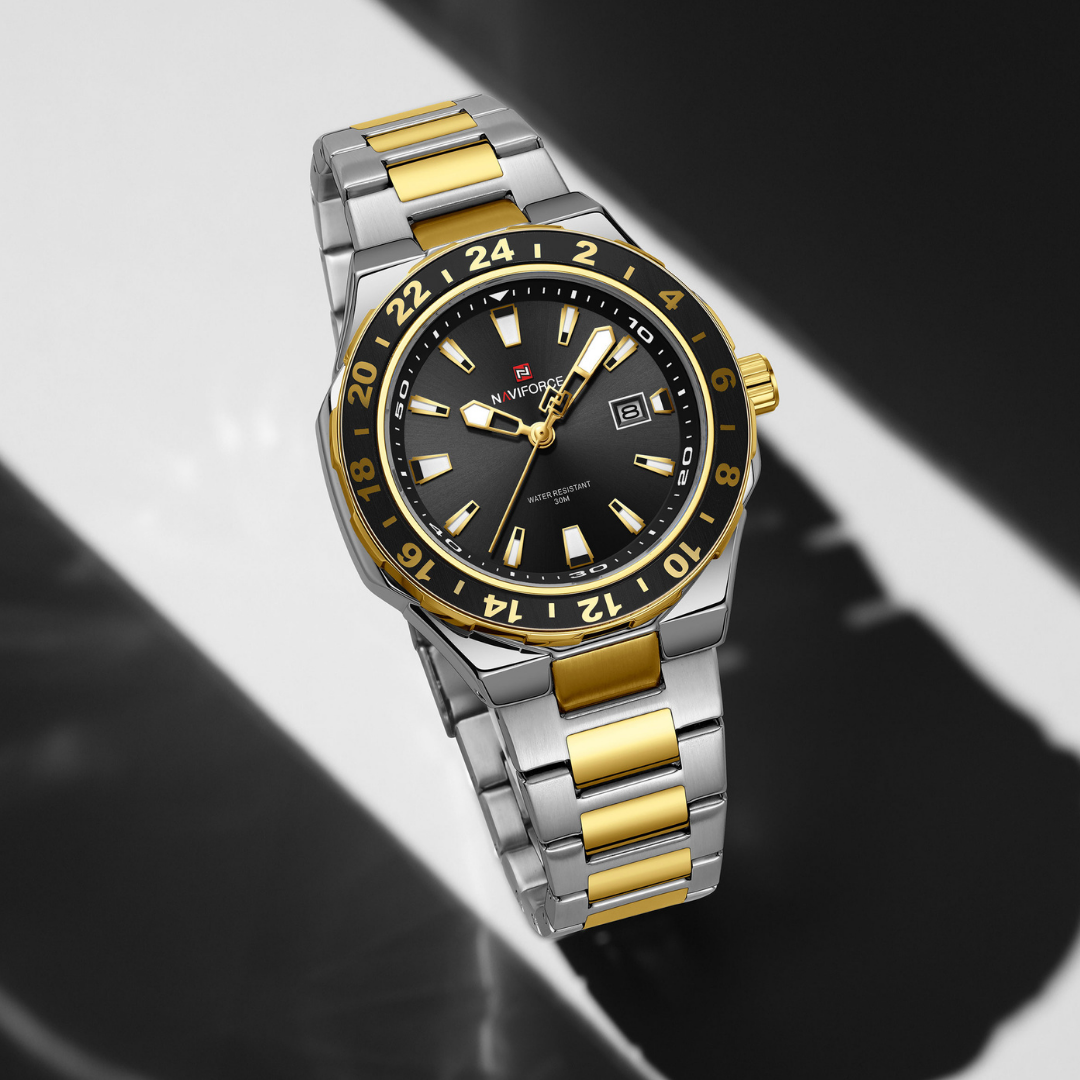 Reloj NAVIFORCE para Hombre Correa Silver Gold Analógico NF9249