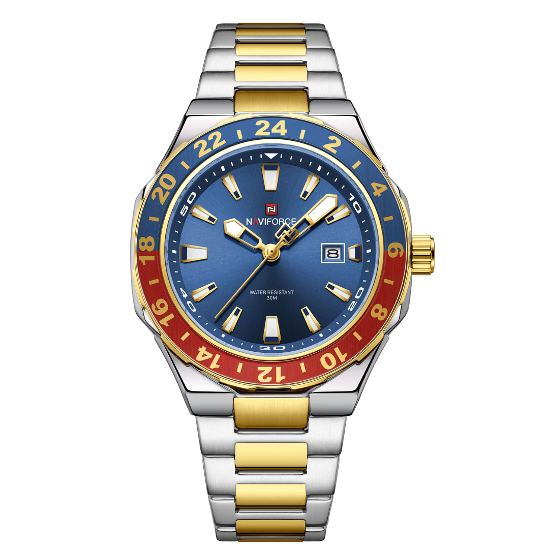 Reloj NAVIFORCE para Hombre Correa Silver Gold And Blue NF9249