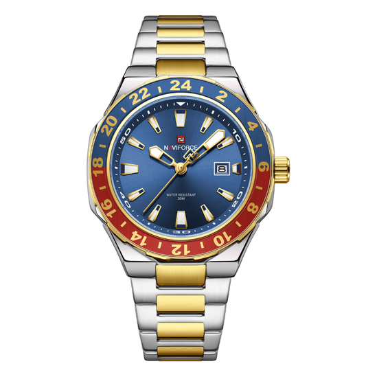 Reloj NAVIFORCE para Hombre Correa Silver Gold And Blue NF9249