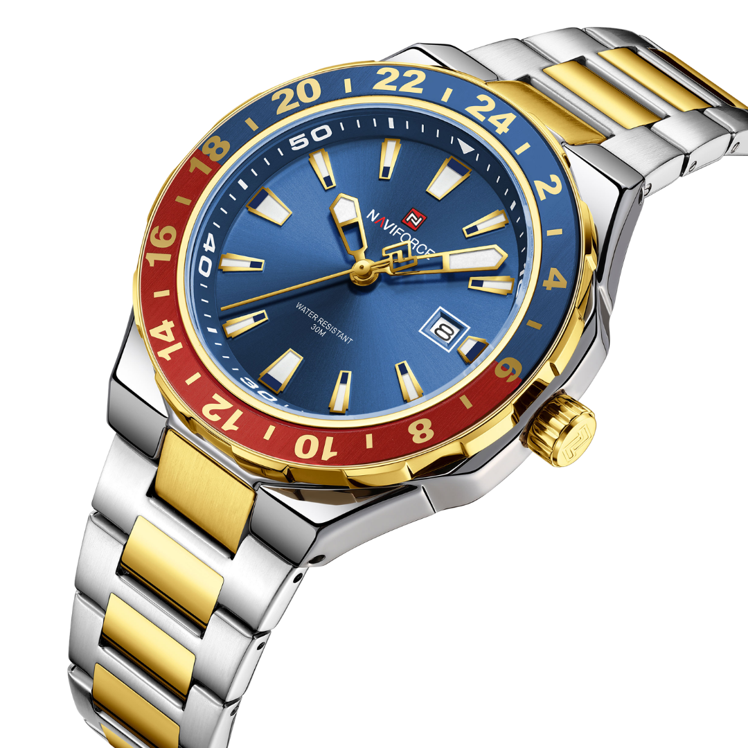 Reloj NAVIFORCE para Hombre Correa Silver Gold And Blue NF9249