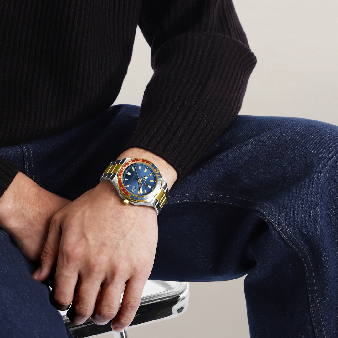 Reloj NAVIFORCE para Hombre Correa Silver Gold And Blue NF9249