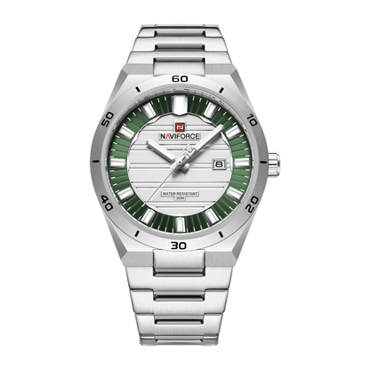 Reloj NAVIFORCE Silver And Green Para Hombre Correa Acero Inoxidable NF9268