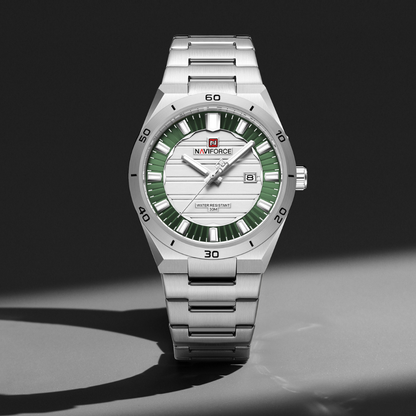 Reloj NAVIFORCE Silver And Green Para Hombre Correa Acero Inoxidable NF9268