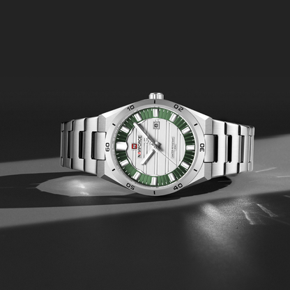 Reloj NAVIFORCE Silver And Green Para Hombre Correa Acero Inoxidable NF9268