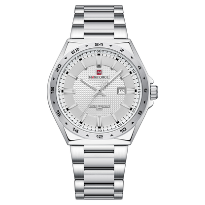 Reloj NAVIFORCE Silver And White Para Hombre Correa Acero Inoxidable NF9266
