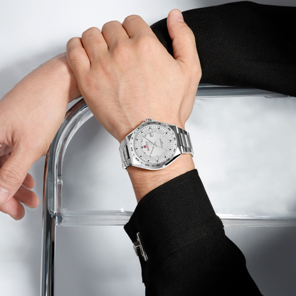 Reloj NAVIFORCE Silver And White Para Hombre Correa Acero Inoxidable NF9266
