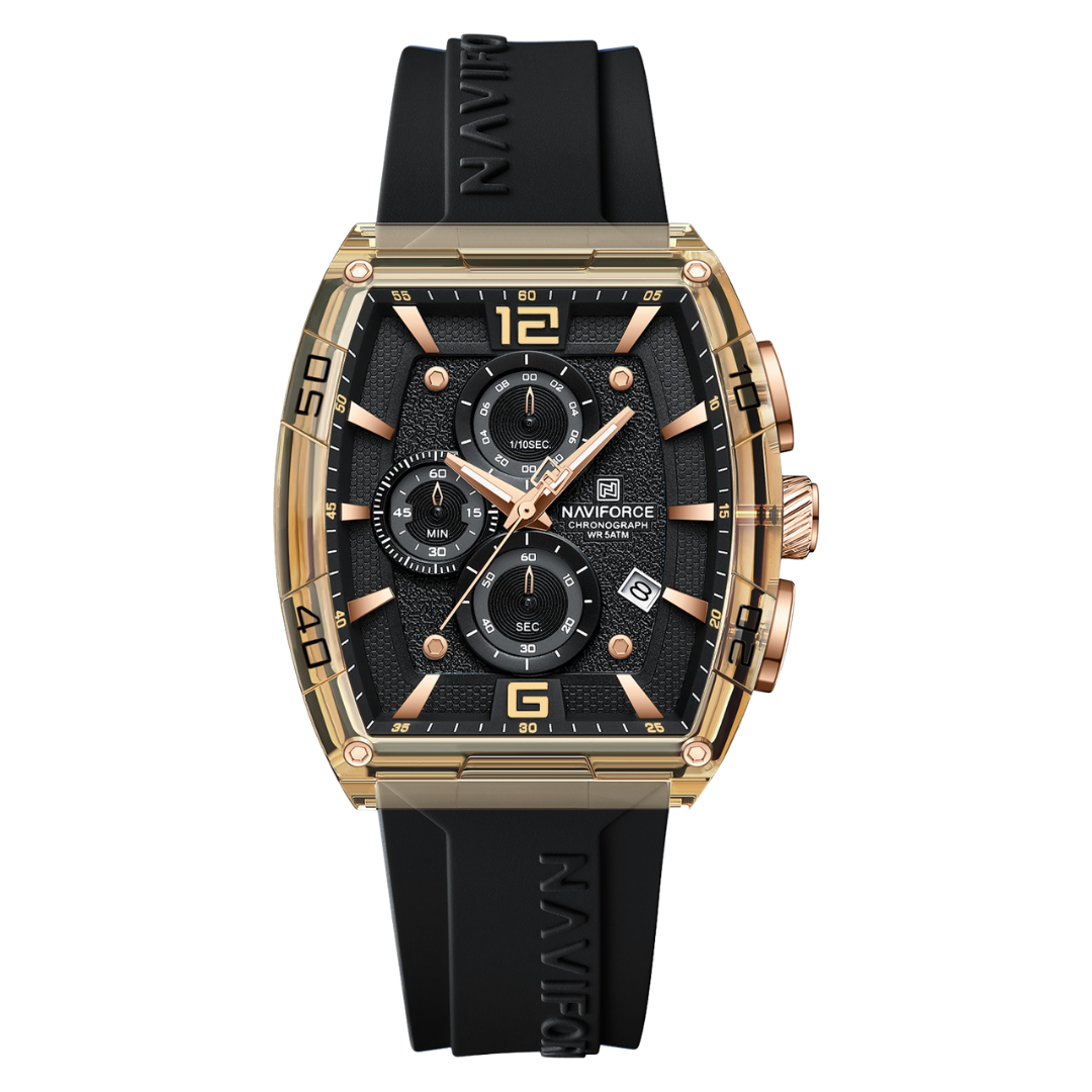 Reloj NAVIFORCE para Hombre Correa Goma Negro Con Cronógrafo NF6101