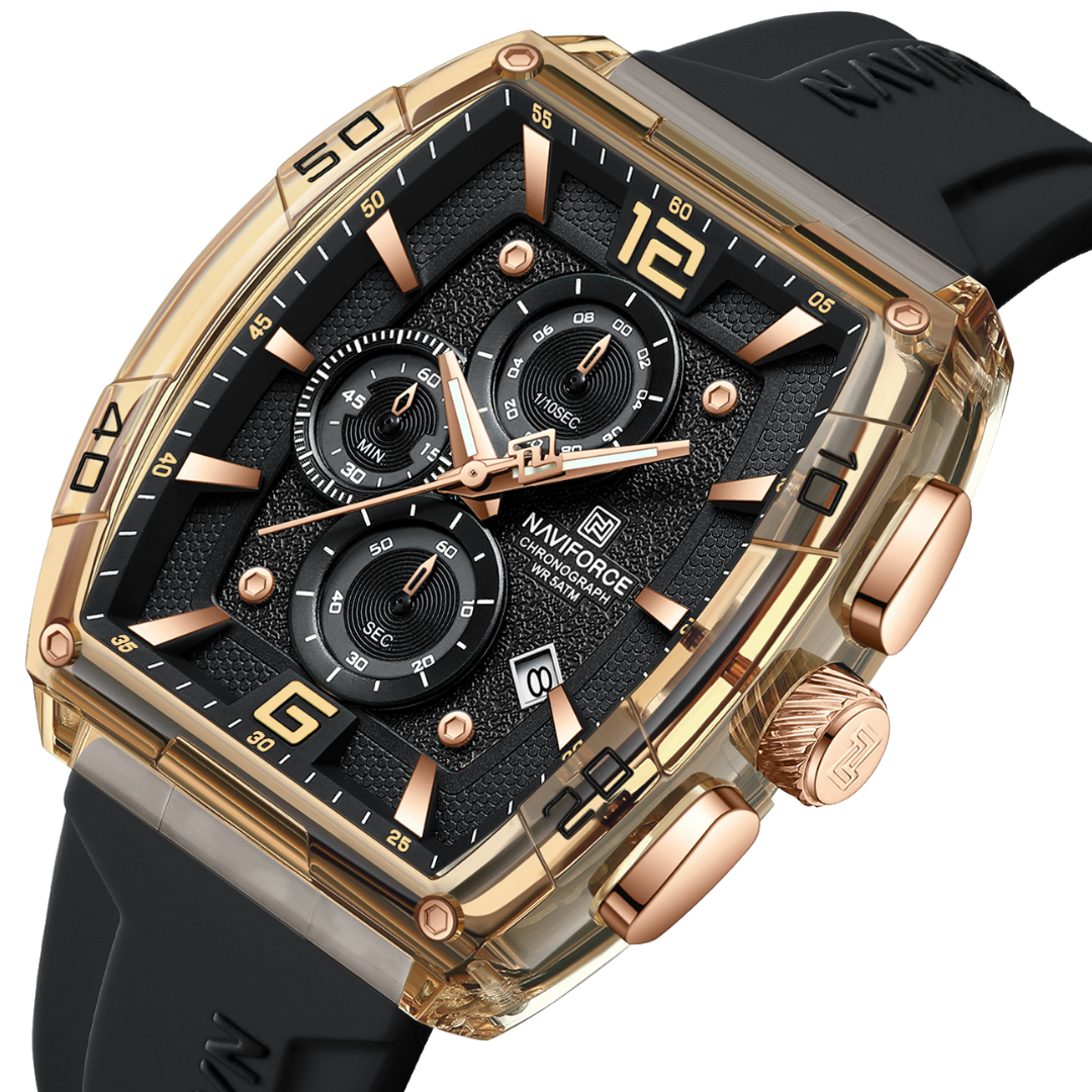 Reloj NAVIFORCE para Hombre Correa Goma Negro Con Cronógrafo NF6101