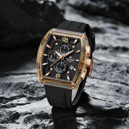 Reloj NAVIFORCE para Hombre Correa Goma Negro Con Cronógrafo NF6101