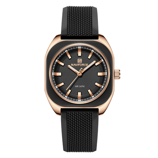 NAVIFORCE Reloj Black And GOLD para MUJER Correa de Goma Analógico NF5061