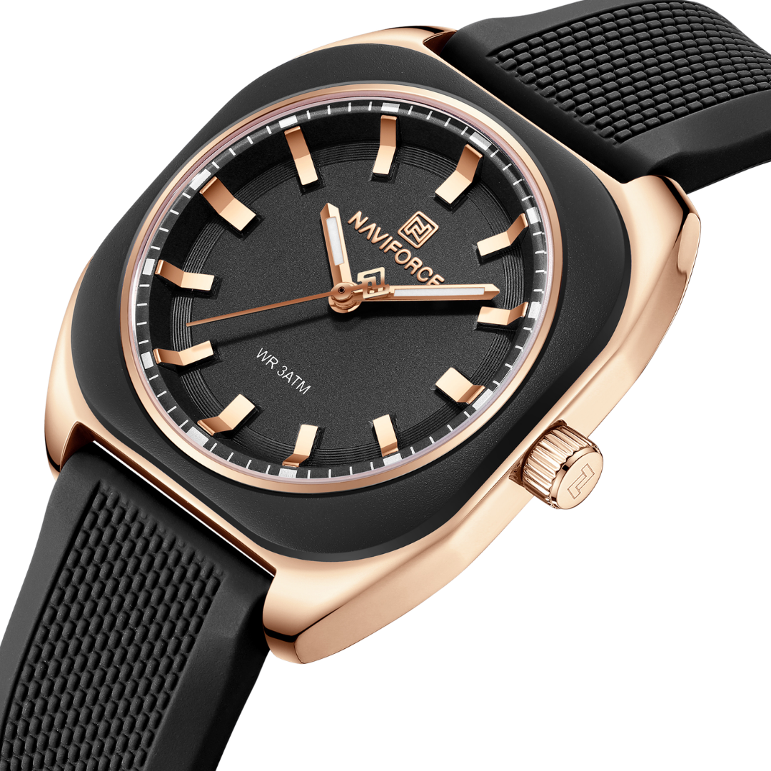 NAVIFORCE Reloj Black And GOLD para MUJER Correa de Goma Analógico NF5061