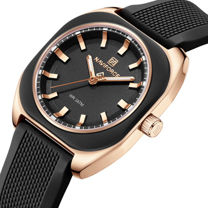 NAVIFORCE Reloj Black And GOLD para MUJER Correa de Goma Analógico NF5061
