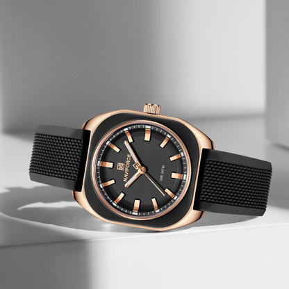 NAVIFORCE Reloj Black And GOLD para MUJER Correa de Goma Analógico NF5061