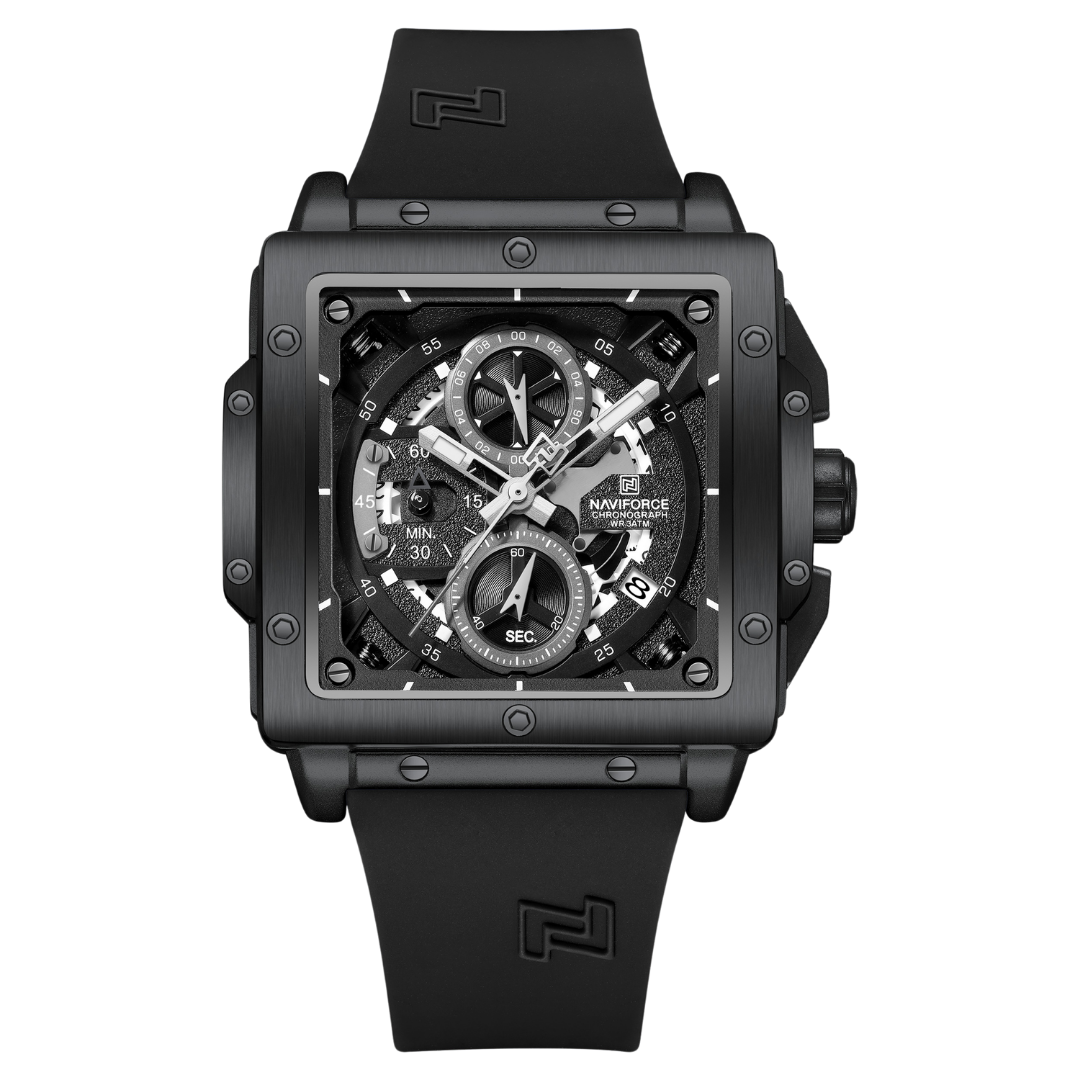 Reloj NAVIFORCE para Hombre Correa Goma Negro Con Cronógrafo NF8064