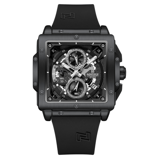 Reloj NAVIFORCE para Hombre Correa Goma Negro Con Cronógrafo NF8064