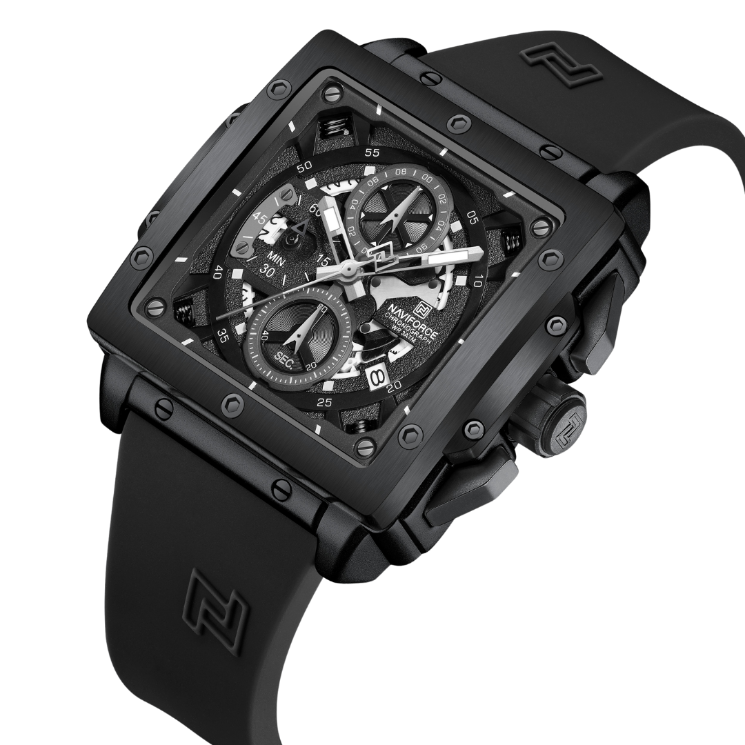 Reloj NAVIFORCE para Hombre Correa Goma Negro Con Cronógrafo NF8064