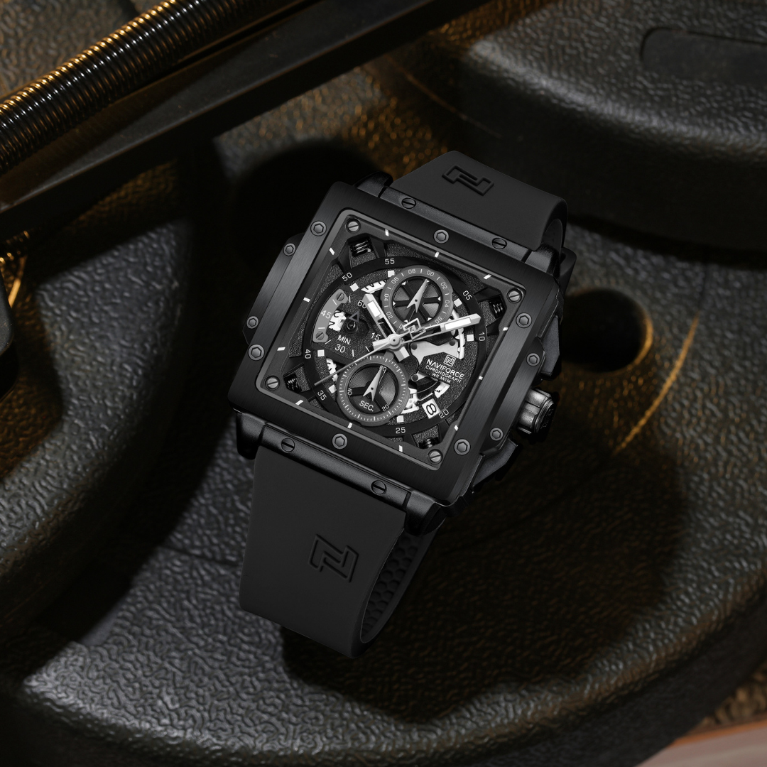 Reloj NAVIFORCE para Hombre Correa Goma Negro Con Cronógrafo NF8064