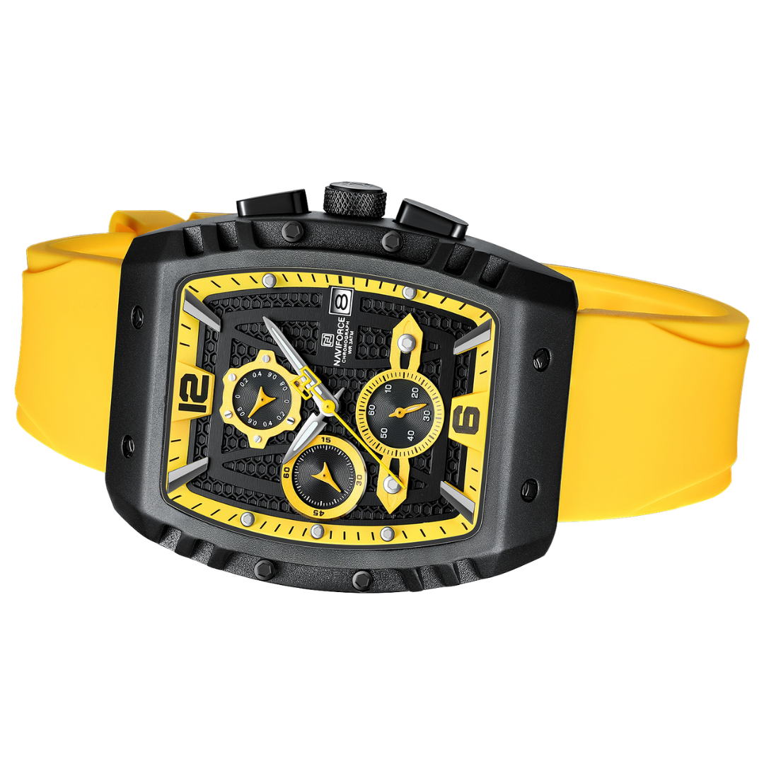 Reloj NAVIFORCE para Hombre Correa Goma Amarillo Con Cronógrafo NF8025