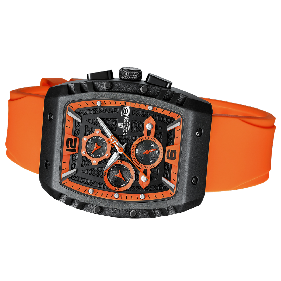 Reloj NAVIFORCE para Hombre Correa Goma Naranja Con Cronógrafo NF8025