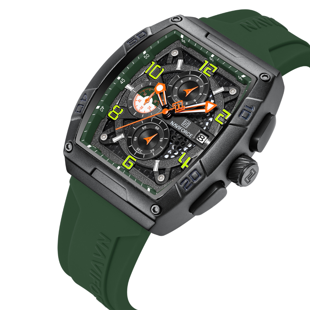 Reloj NAVIFORCE para Hombre Correa Goma Verde Con Cronógrafo NF8052