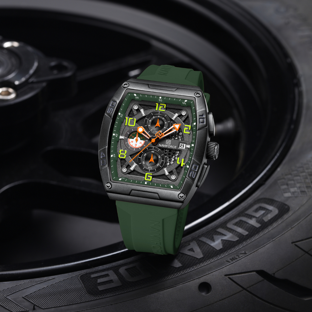 Reloj NAVIFORCE para Hombre Correa Goma Verde Con Cronógrafo NF8052