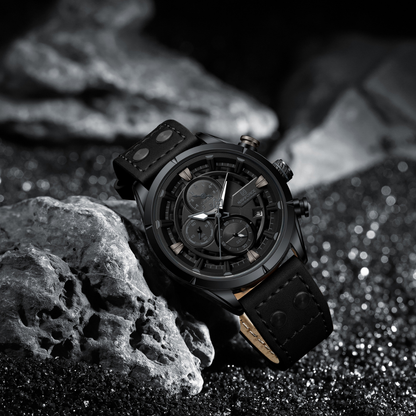 Reloj NAVIFORCE para Hombre Correa Cuero Negro Con Cronógrafo NF8045