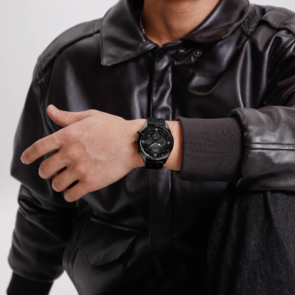Reloj NAVIFORCE para Hombre Correa Cuero Negro Con Cronógrafo NF8045