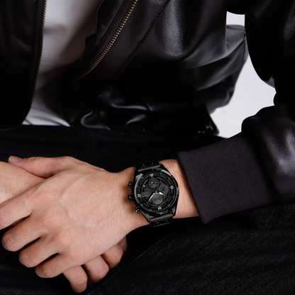 Reloj NAVIFORCE para Hombre Correa Cuero Negro Con Cronógrafo NF8045
