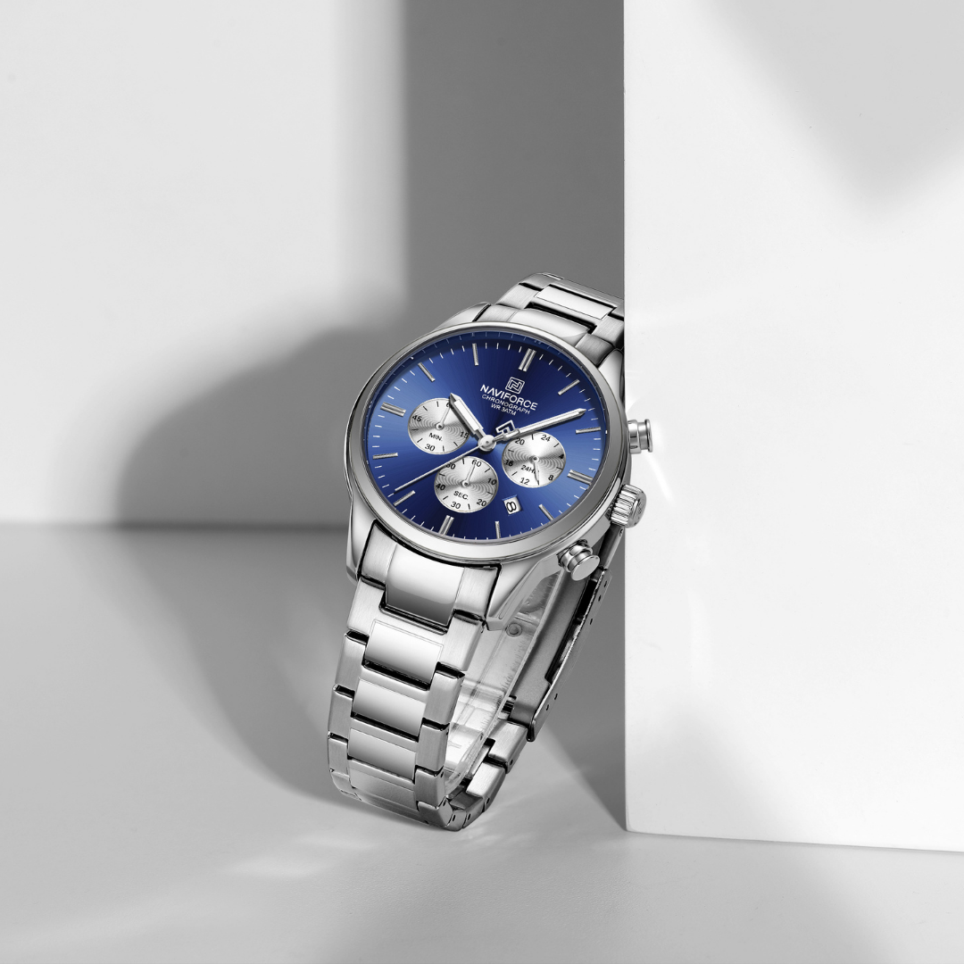 Reloj NAVIFORCE para Hombre Correa Acero Inoxidable Dial Azul NF8076
