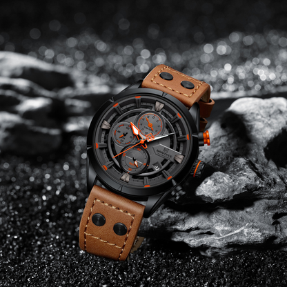 Reloj NAVIFORCE para Hombre Correa Cuero Marrón Con Cronógrafo NF8045