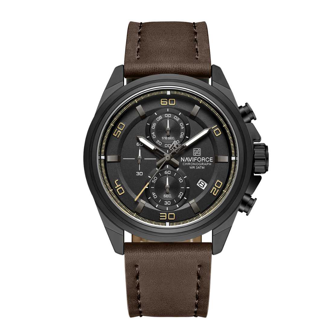 Reloj NAVIFORCE para Hombre Correa Cuero Marrón Con Cronógrafo NF8075