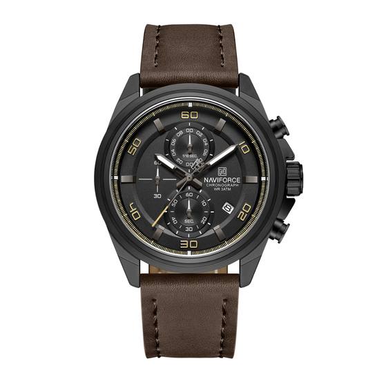 Reloj NAVIFORCE para Hombre Correa Cuero Marrón Con Cronógrafo NF8075