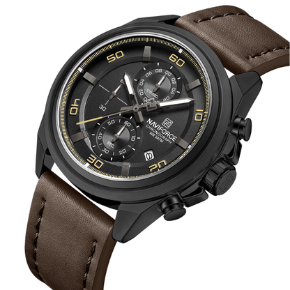 Reloj NAVIFORCE para Hombre Correa Cuero Marrón Con Cronógrafo NF8075