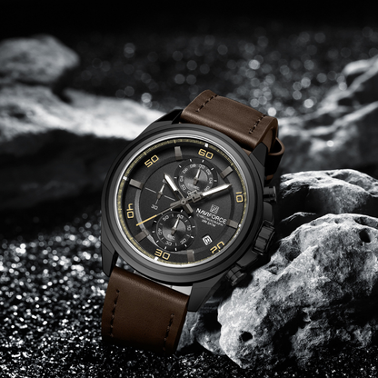 Reloj NAVIFORCE para Hombre Correa Cuero Marrón Con Cronógrafo NF8075