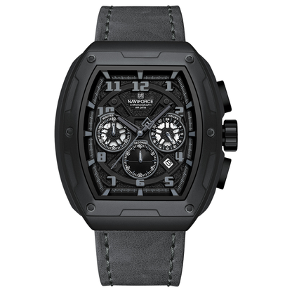 Reloj NAVIFORCE para Hombre Correa Cuero Gris Con Cronógrafo NF8053