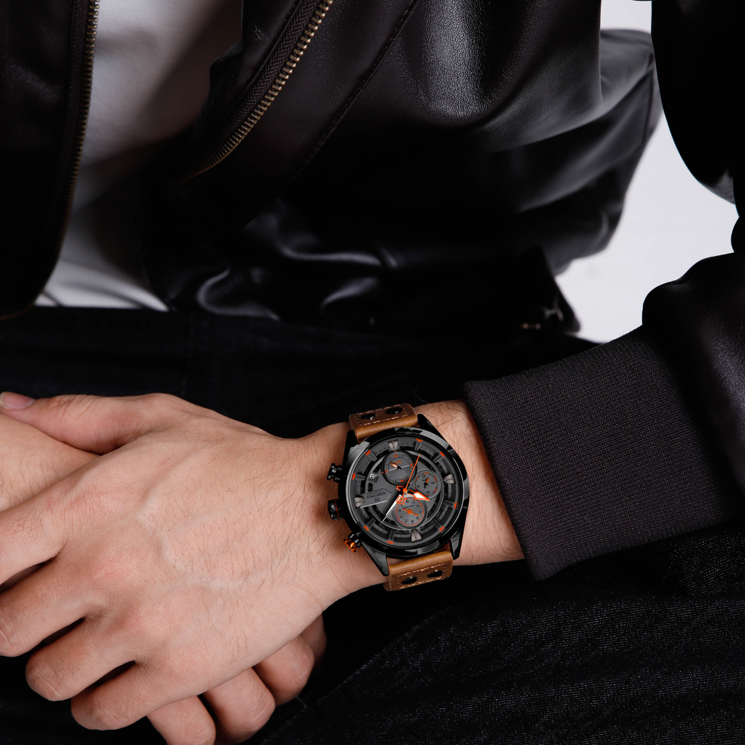 Reloj NAVIFORCE para Hombre Correa Cuero Marrón Con Cronógrafo NF8045