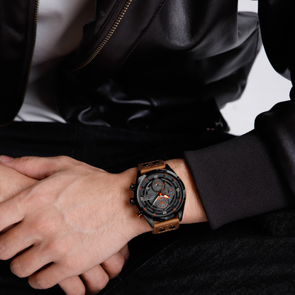Reloj NAVIFORCE para Hombre Correa Cuero Marrón Con Cronógrafo NF8045